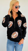 Football Half Zip Sweatshirt-130 Long Sleeve Tops-Jess Lea-Coastal Bloom Boutique, find the trendiest versions of the popular styles and looks Located in Indialantic, FL