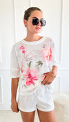 Textured Floral Print Lounge Wear Set-210 Loungewear/Sets-Phil Love-Coastal Bloom Boutique, find the trendiest versions of the popular styles and looks Located in Indialantic, FL