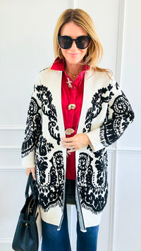 Jacquard Cardigan-150 Cardigans/Layers-Z STUDIO-Coastal Bloom Boutique, find the trendiest versions of the popular styles and looks Located in Indialantic, FL