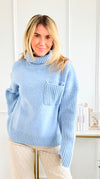 Winter Hush Pocket Turtleneck Sweater-140 Sweaters-Rousseau-Coastal Bloom Boutique, find the trendiest versions of the popular styles and looks Located in Indialantic, FL