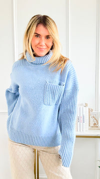 Winter Hush Pocket Turtleneck Sweater-140 Sweaters-Rousseau-Coastal Bloom Boutique, find the trendiest versions of the popular styles and looks Located in Indialantic, FL