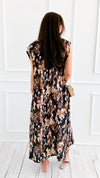 Bloom Camo Shimmer V-neck Italian Long Dress-200 Dresses/Jumpsuits/Rompers-1988-Coastal Bloom Boutique, find the trendiest versions of the popular styles and looks Located in Indialantic, FL