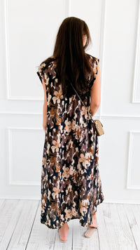 Bloom Camo Shimmer V-neck Italian Long Dress-200 Dresses/Jumpsuits/Rompers-1988-Coastal Bloom Boutique, find the trendiest versions of the popular styles and looks Located in Indialantic, FL