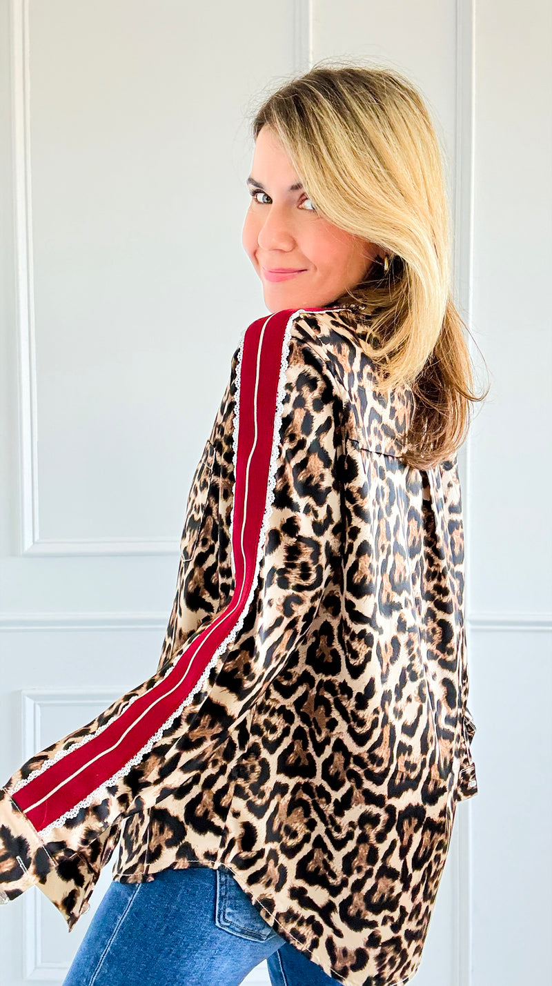 Glam Roar Button-Up Blouse-110 Long Sleeve Tops-LA' ROS-Coastal Bloom Boutique, find the trendiest versions of the popular styles and looks Located in Indialantic, FL