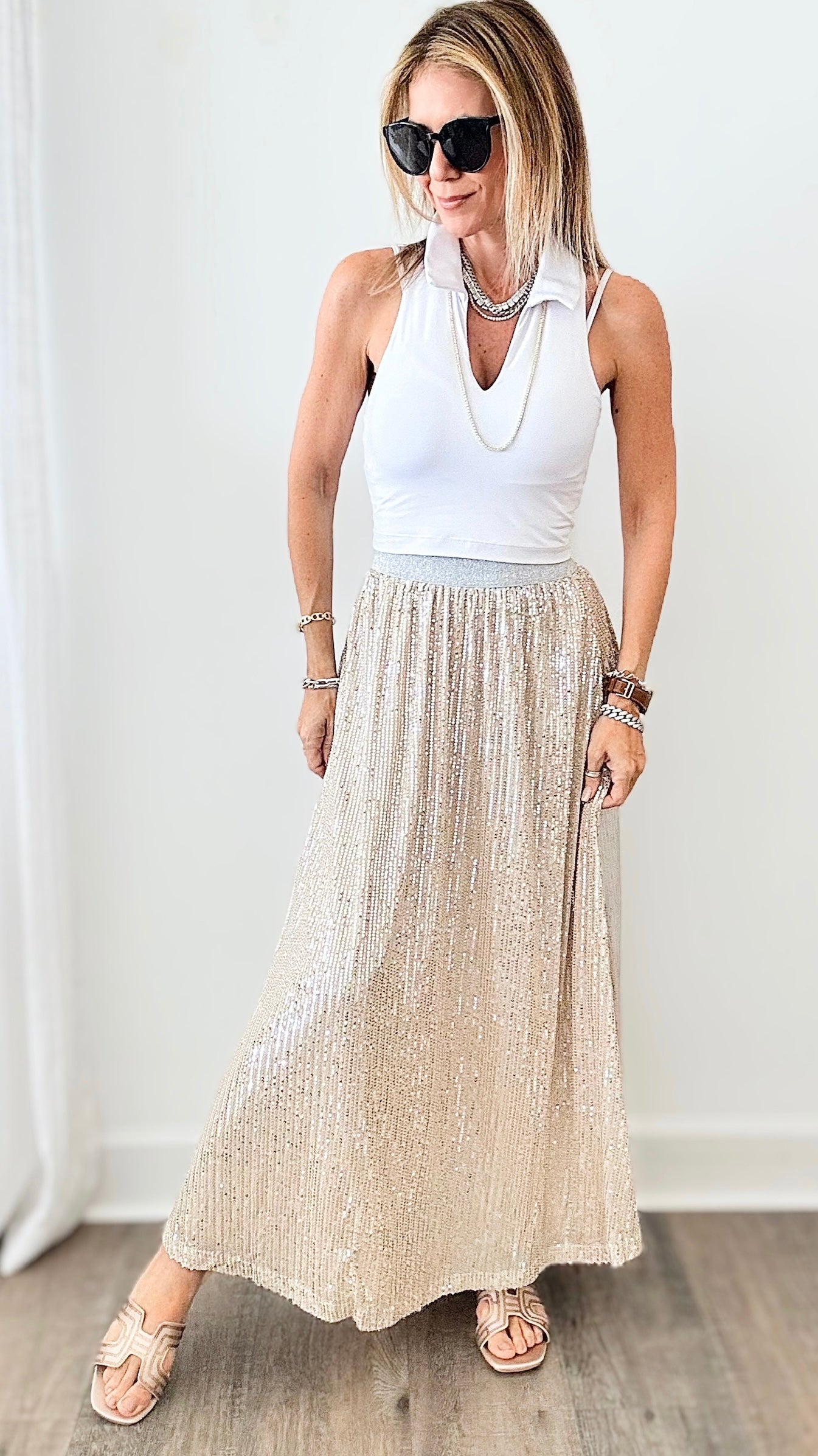 Elastic Waist Shine Brighter Skirt-170 Bottoms-See and Be Seen-Coastal Bloom Boutique, find the trendiest versions of the popular styles and looks Located in Indialantic, FL