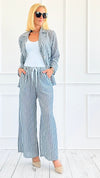 Breeze Stripes Italian Set- Navy-210 Loungewear/Sets-Italianissimo-Coastal Bloom Boutique, find the trendiest versions of the popular styles and looks Located in Indialantic, FL