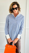 Classic Contrast Collar Top - Navy-130 Long Sleeve Tops-Must Have-Coastal Bloom Boutique, find the trendiest versions of the popular styles and looks Located in Indialantic, FL