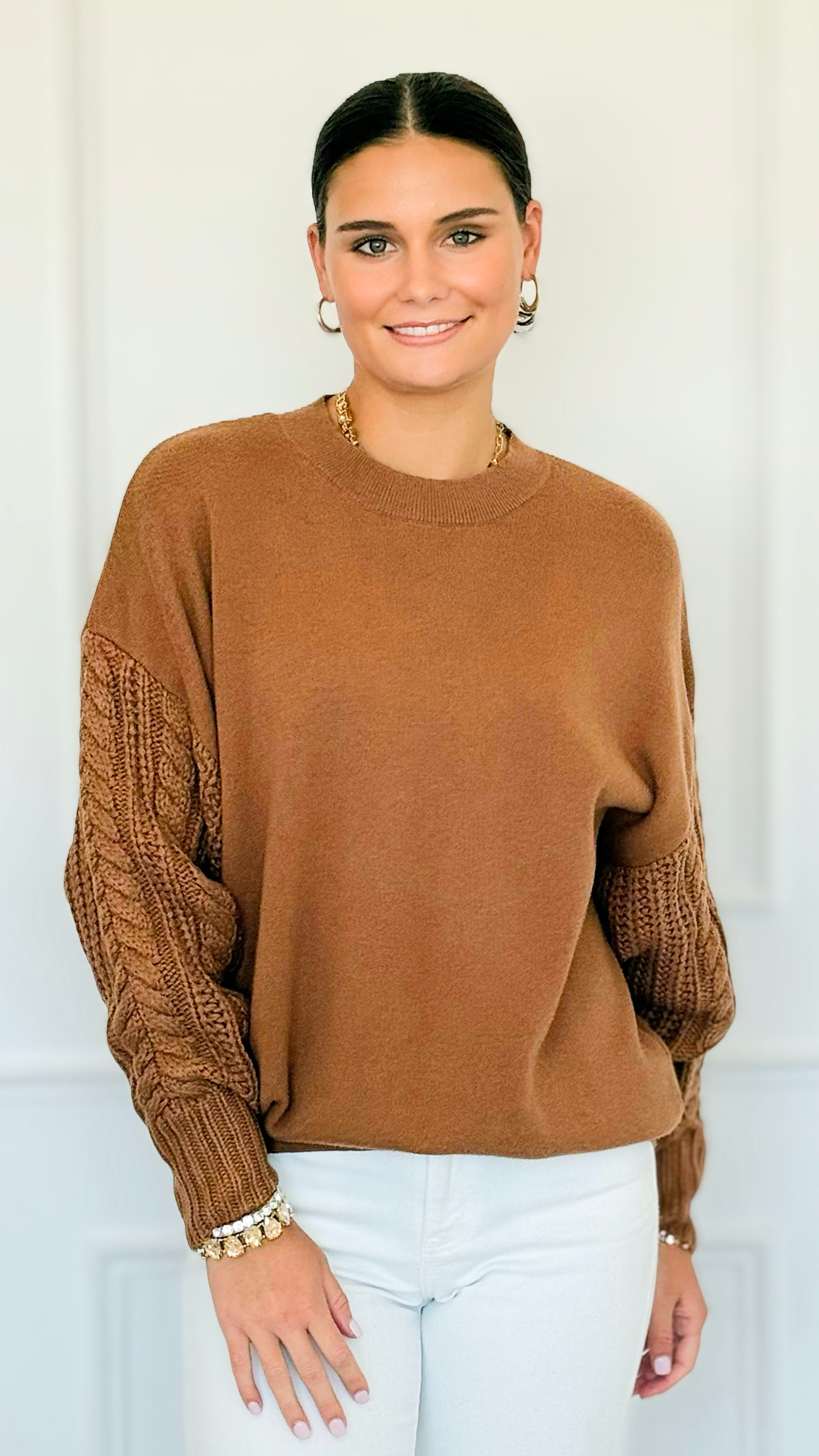 Fireside Sonata Sweater - Deep Camel-140 Sweaters-Zenana-Coastal Bloom Boutique, find the trendiest versions of the popular styles and looks Located in Indialantic, FL