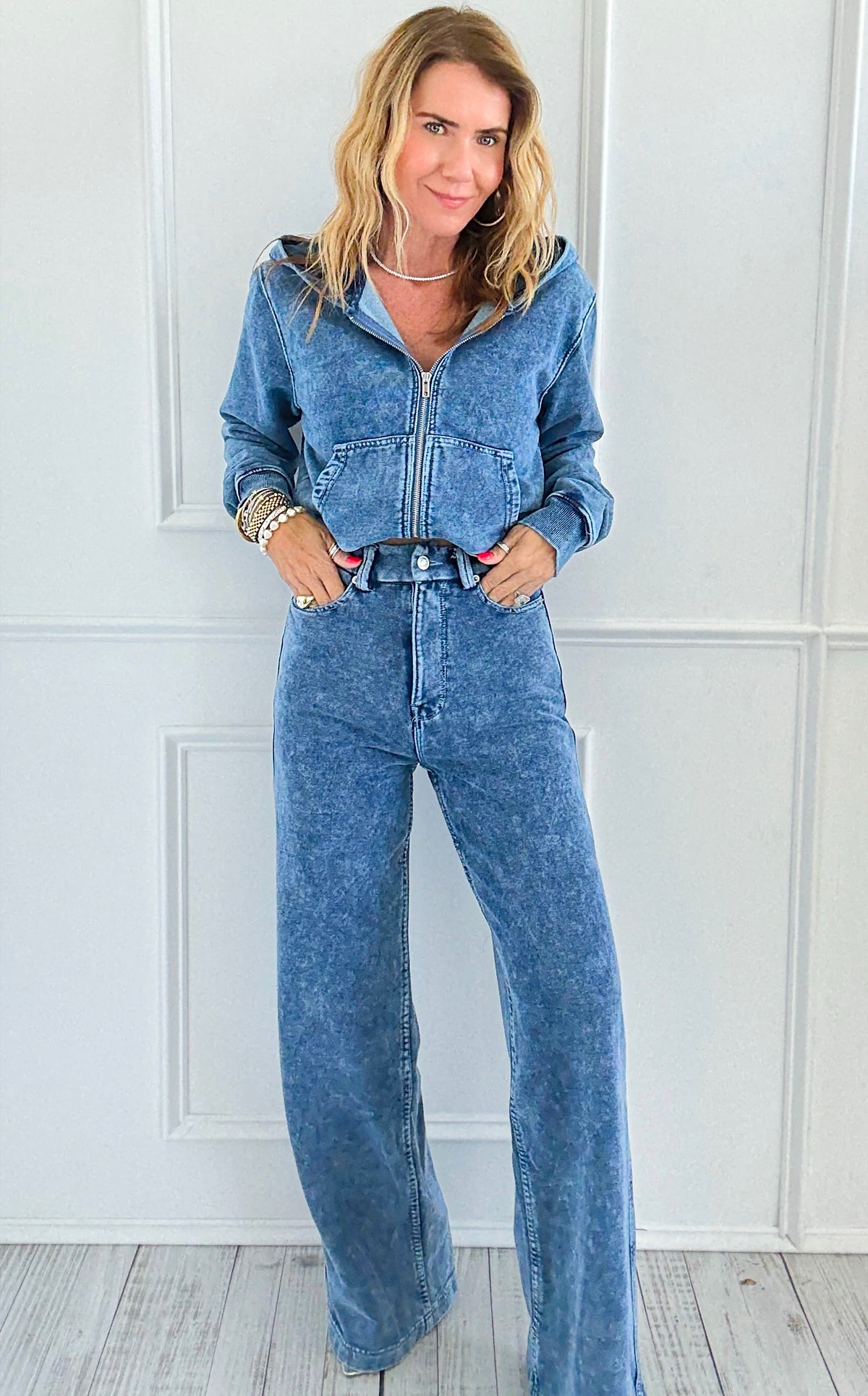 Sculpted Ease Knit Denim Jeans-170 Bottoms/Shorts-White Birch-Coastal Bloom Boutique, find the trendiest versions of the popular styles and looks Located in Indialantic, FL