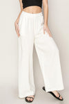Linen Blend Wide Leg Pant - Off White-170 Bottoms-HYFVE-Coastal Bloom Boutique, find the trendiest versions of the popular styles and looks Located in Indialantic, FL