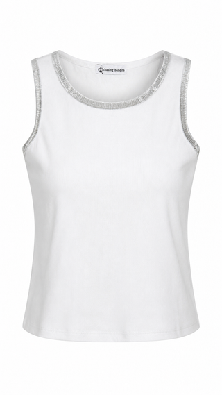 Silver Edge Italian Tank Top- White