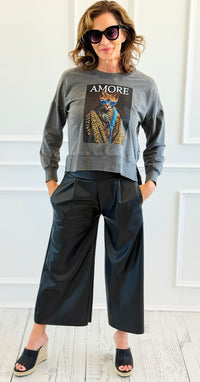 Fashion Feline Italian Sweatshirt-140 Sweaters-AZUL MONACO-Coastal Bloom Boutique, find the trendiest versions of the popular styles and looks Located in Indialantic, FL