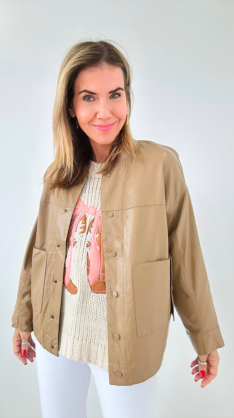 Faux Leather Jacket-160 Jackets-Joh Apparel-Coastal Bloom Boutique, find the trendiest versions of the popular styles and looks Located in Indialantic, FL