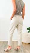 Pockets Straight Leg Pants - Natural-170 Bottoms-EESOME-Coastal Bloom Boutique, find the trendiest versions of the popular styles and looks Located in Indialantic, FL