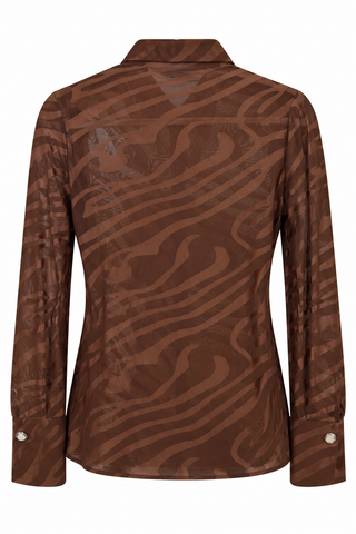 Whisper Wave Jewel Button Top - Coffee