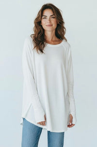 Effortless Chic Long Sleeve Top -White-130 Long Sleeve Tops-Zenana-Coastal Bloom Boutique, find the trendiest versions of the popular styles and looks Located in Indialantic, FL