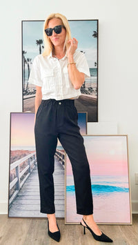 Straight leg Pants - Black-170 Bottoms-EESOME-Coastal Bloom Boutique, find the trendiest versions of the popular styles and looks Located in Indialantic, FL