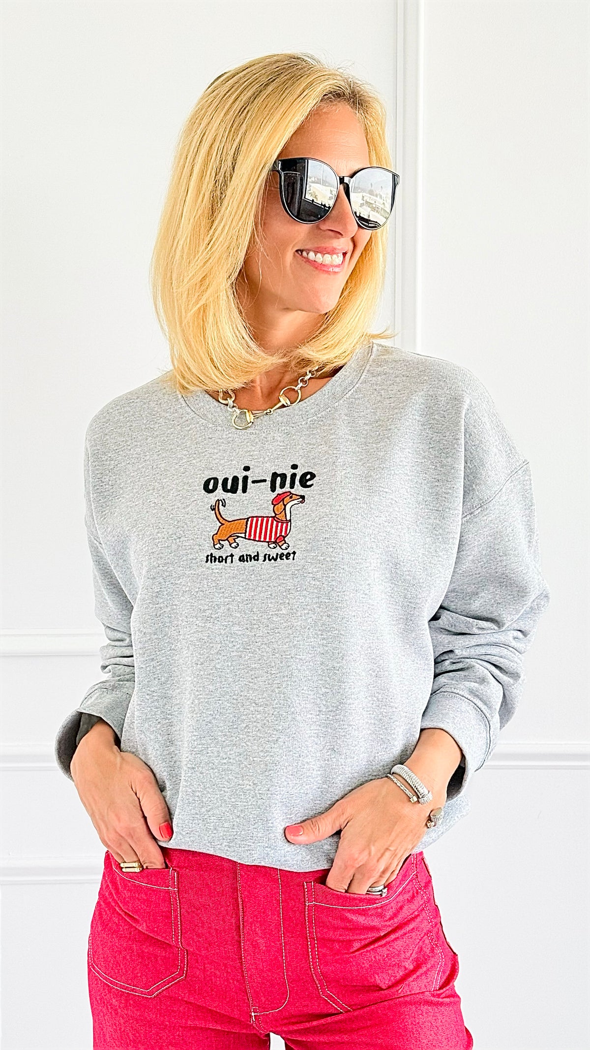 Short & Sweet Pup Sweatshirt-140 Sweaters-Sweet Claire-Coastal Bloom Boutique, find the trendiest versions of the popular styles and looks Located in Indialantic, FL