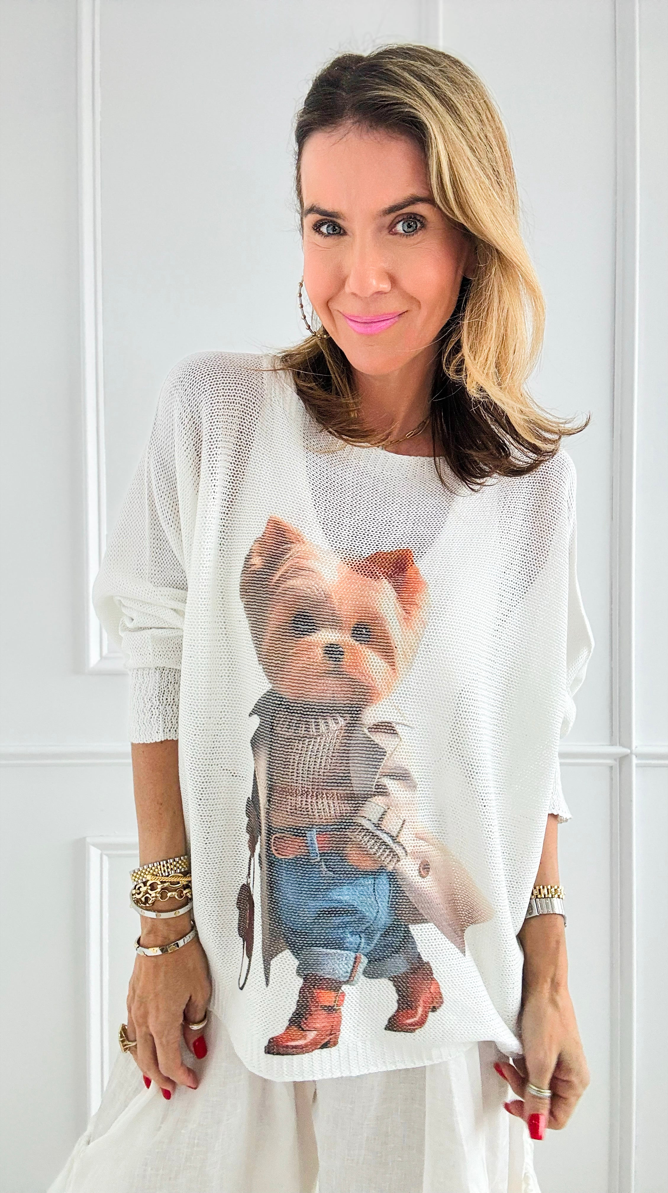 Milo the Yorkie Italian St Tropez Knit-140 Sweaters-Italianissimo-Coastal Bloom Boutique, find the trendiest versions of the popular styles and looks Located in Indialantic, FL