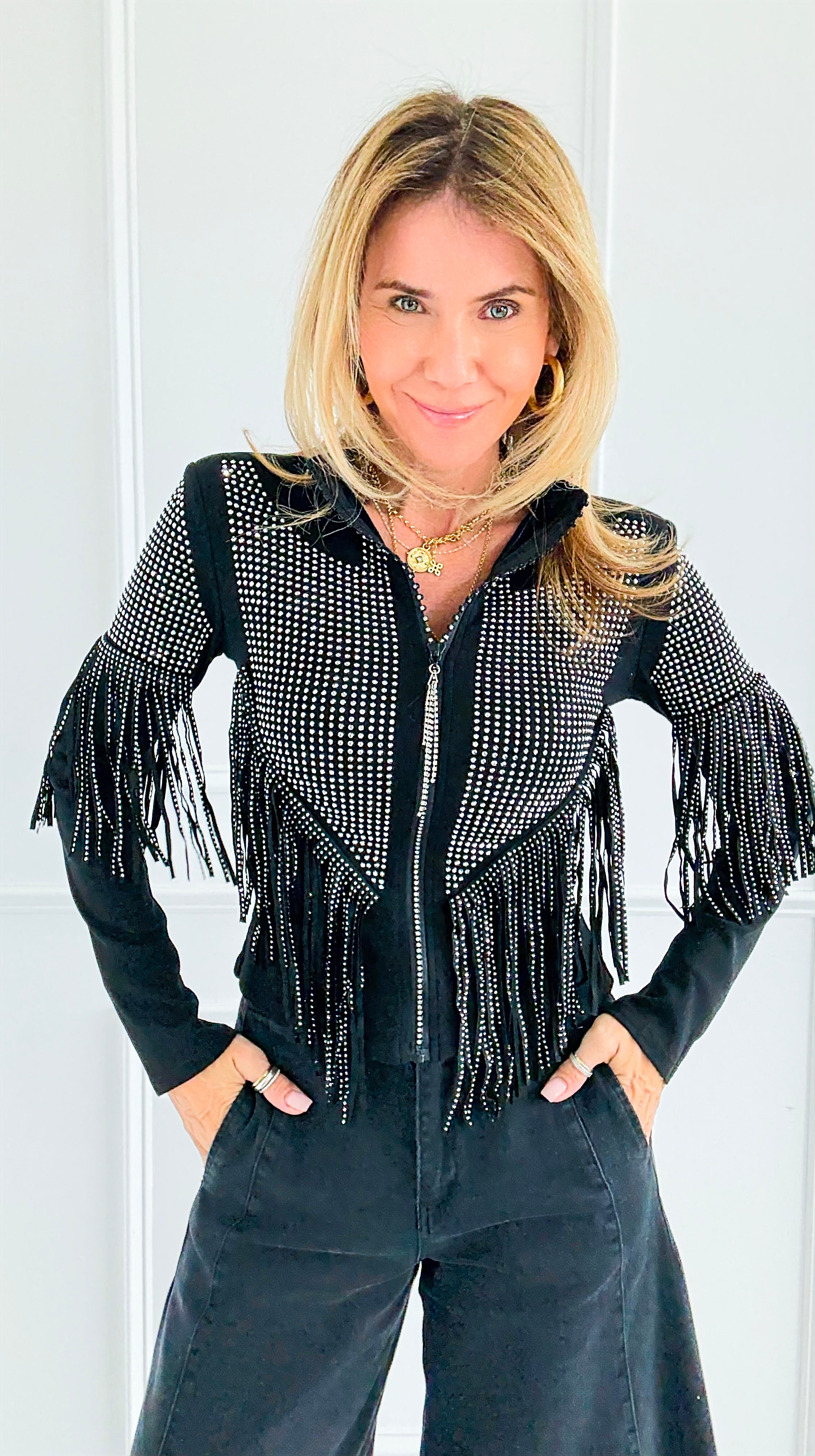 Starstruck Fringe Glam Jacket-160 Jackets-7Mango7-Coastal Bloom Boutique, find the trendiest versions of the popular styles and looks Located in Indialantic, FL