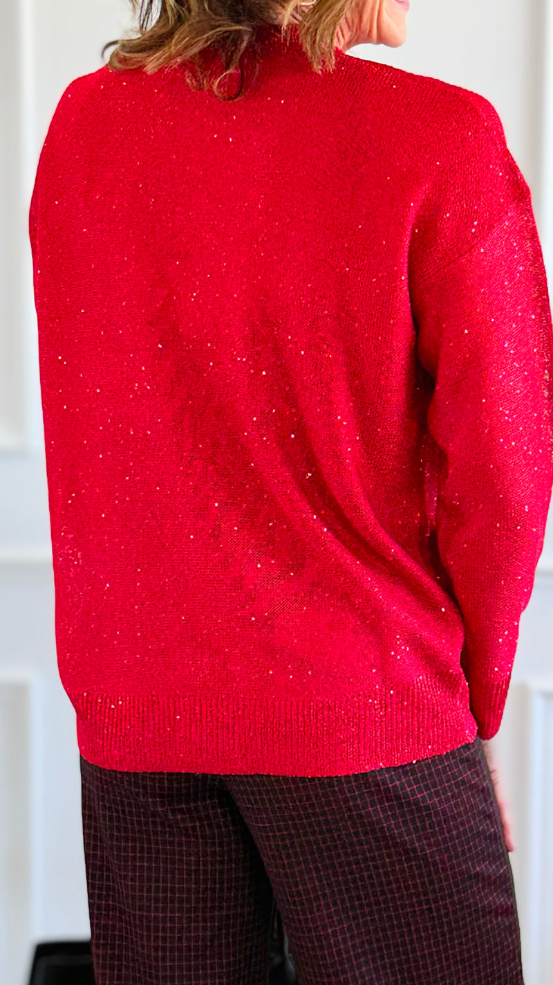 First Love Sequin Detail V-Neck Sweater-140 Sweaters-ROUSSEAU-Coastal Bloom Boutique, find the trendiest versions of the popular styles and looks Located in Indialantic, FL