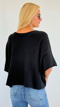 Winter in Amalfi Italian Top - Black-140 Sweaters-Italianissimo-Coastal Bloom Boutique, find the trendiest versions of the popular styles and looks Located in Indialantic, FL