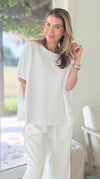 Relaxed Everyday Lounge Top - White-00 Sleevless Tops-Mono B-Coastal Bloom Boutique, find the trendiest versions of the popular styles and looks Located in Indialantic, FL