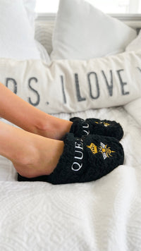 Fuzzy Queen Bee Slippers-250 Shoes-LA Trading Co-Coastal Bloom Boutique, find the trendiest versions of the popular styles and looks Located in Indialantic, FL