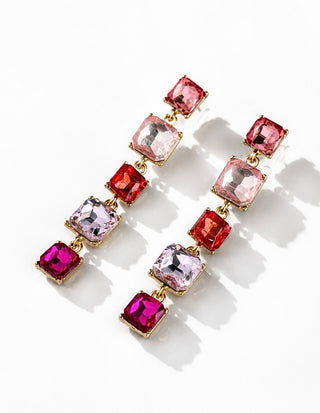 Pink Square Drop Earrings