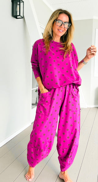 La Spezia Polka Dot Italian Barrel Cotton Set- Magenta