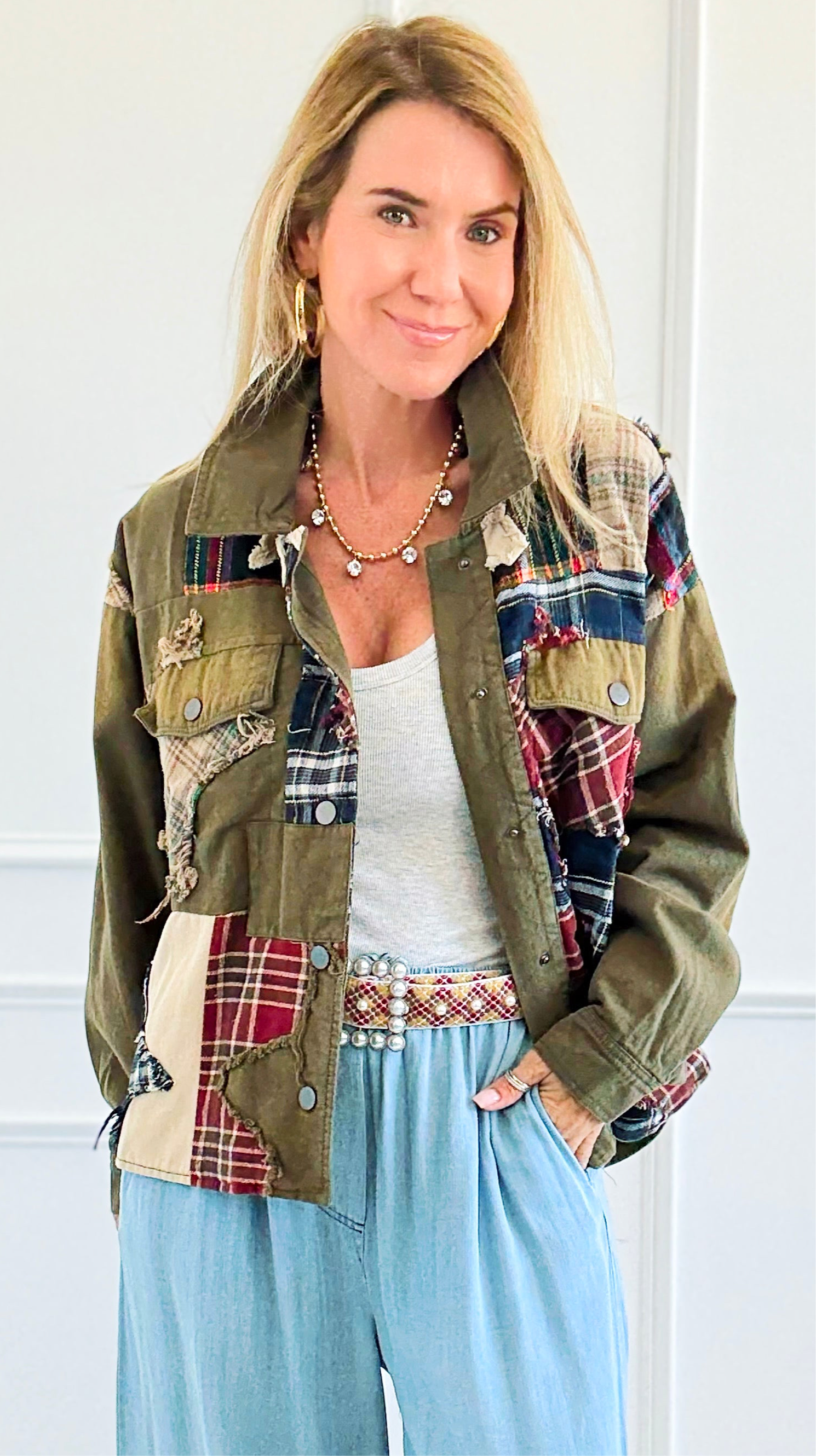 Lines of Leisure Jacket-160 Jackets-Blue Velvet-Coastal Bloom Boutique, find the trendiest versions of the popular styles and looks Located in Indialantic, FL