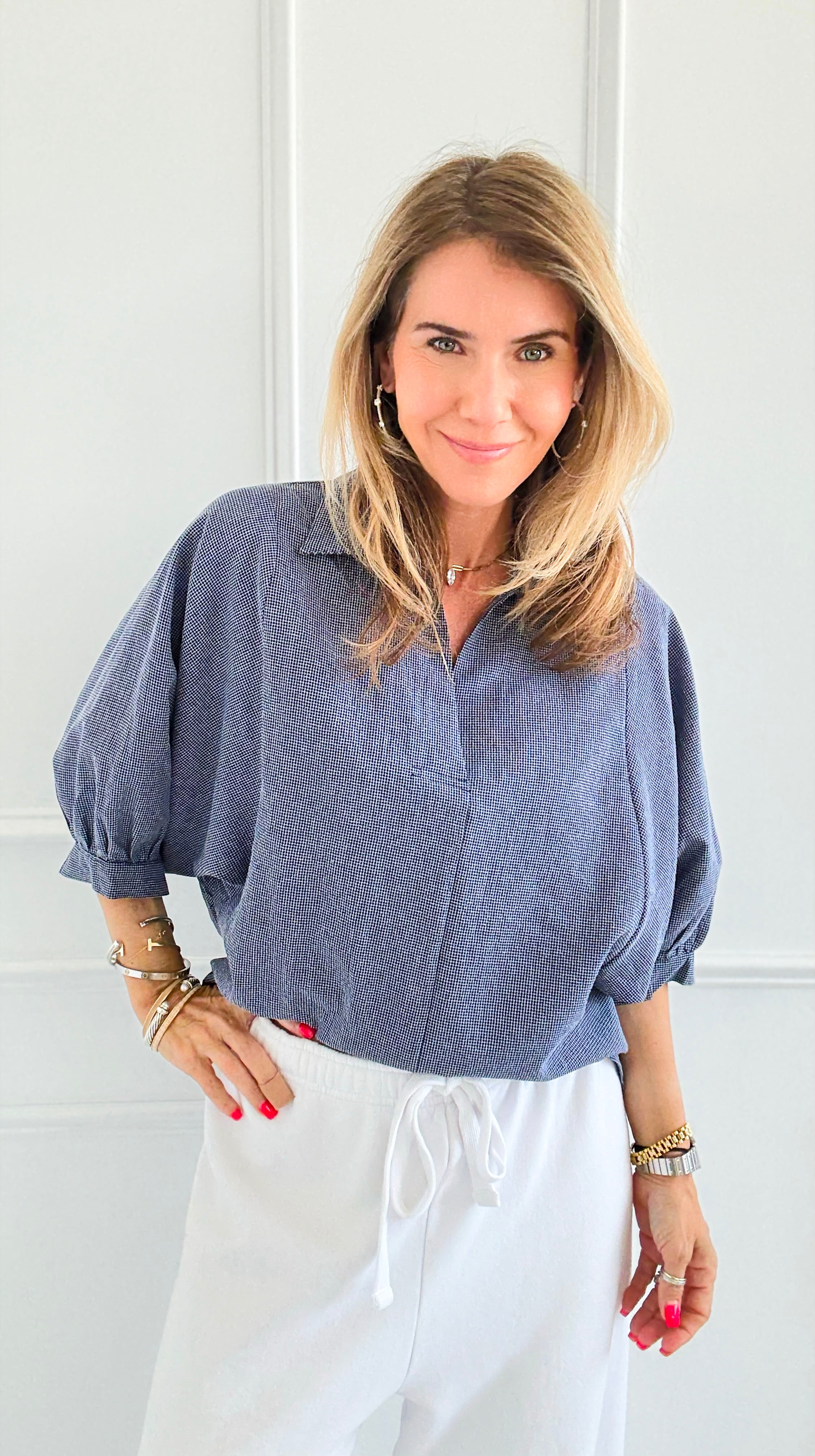 Morning Meeting Puff Sleeve Hi-Lo Blouse-110 short Sleeve Top-DOE AND RAE-Coastal Bloom Boutique, find the trendiest versions of the popular styles and looks Located in Indialantic, FL