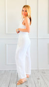 Easy Living Italian Pant - White-170 Bottoms-Tempo-Coastal Bloom Boutique, find the trendiest versions of the popular styles and looks Located in Indialantic, FL