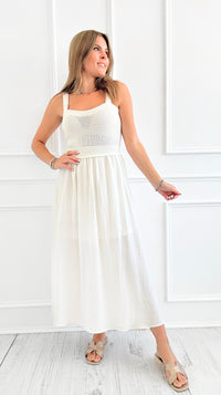 Sweet Riviera Midi Dress - Natural-200 Dresses/Jumpsuits/Rompers-Blu Pepper-Coastal Bloom Boutique, find the trendiest versions of the popular styles and looks Located in Indialantic, FL