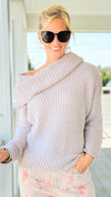 Flirt Alert Knit Foldover Sweater-110 Long Sleeve Tops-Umgee-Coastal Bloom Boutique, find the trendiest versions of the popular styles and looks Located in Indialantic, FL