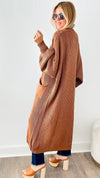 Sugar High Long Italian Cardigan- Deep Camel-150 Cardigans/Layers-Germany-Coastal Bloom Boutique, find the trendiest versions of the popular styles and looks Located in Indialantic, FL