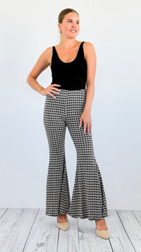 Timeless Chic Houndstooth Flare Pants-pants-BucketList-Coastal Bloom Boutique, find the trendiest versions of the popular styles and looks Located in Indialantic, FL