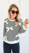 Tied & True Striped Top-130 Long Sleeve Tops-JODIFL-Coastal Bloom Boutique, find the trendiest versions of the popular styles and looks Located in Indialantic, FL