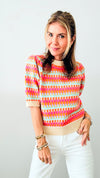 Sunrise Blast Crochet Top-110 Short Sleeve Tops-T H M L-Coastal Bloom Boutique, find the trendiest versions of the popular styles and looks Located in Indialantic, FL