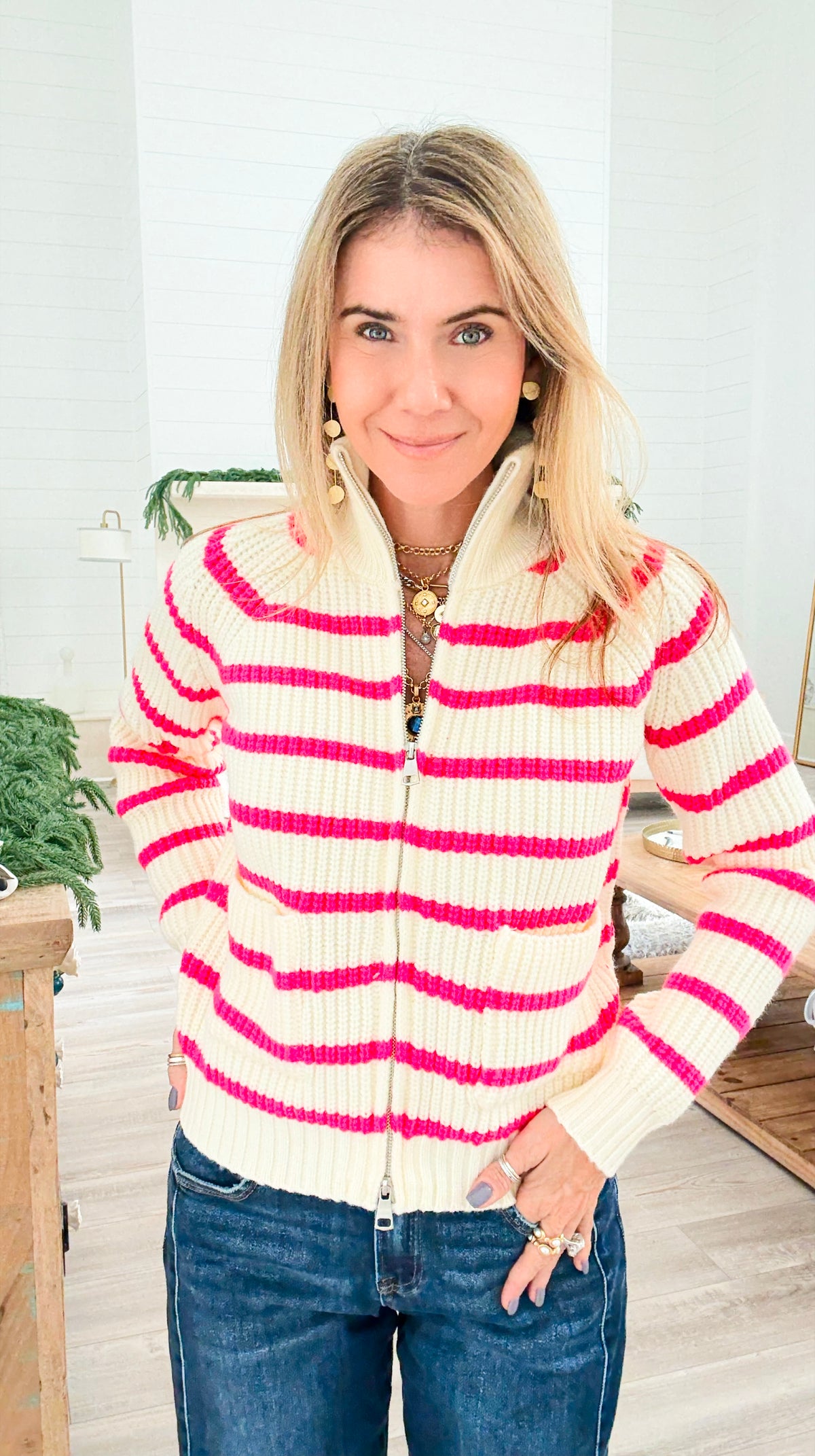 Harborline Luxe Zip Sweater-140 Sweaters-Rousseau-Coastal Bloom Boutique, find the trendiest versions of the popular styles and looks Located in Indialantic, FL