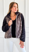 Fuzzy Wild Print Jacket-160 Jackets-Rousseau-Coastal Bloom Boutique, find the trendiest versions of the popular styles and looks Located in Indialantic, FL