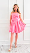 Rosette Romance Midi Dress - Pink-200 Dresses/Jumpsuits/Rompers-White Birch-Coastal Bloom Boutique, find the trendiest versions of the popular styles and looks Located in Indialantic, FL