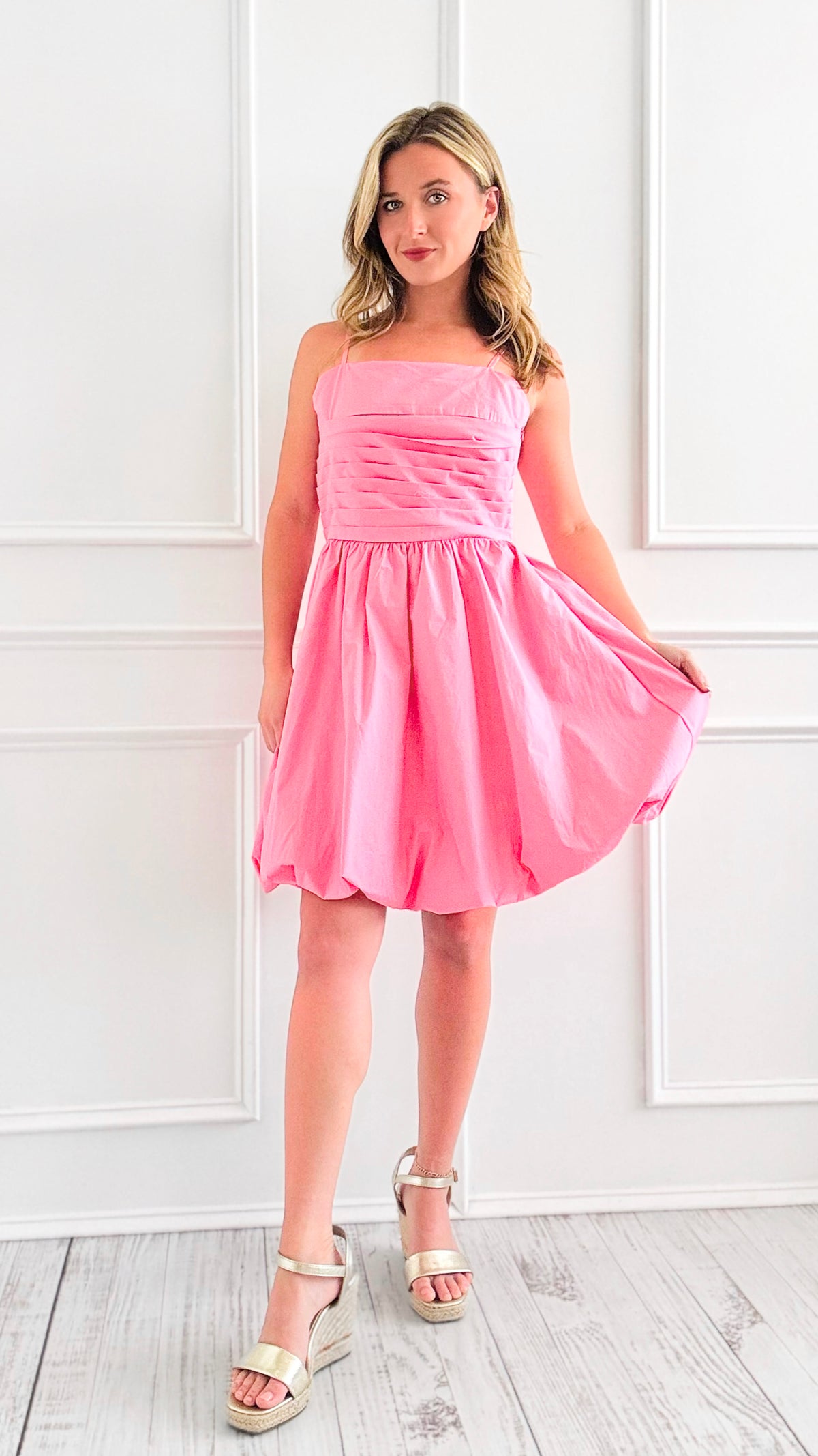 Rosette Romance Midi Dress - Pink-200 Dresses/Jumpsuits/Rompers-White Birch-Coastal Bloom Boutique, find the trendiest versions of the popular styles and looks Located in Indialantic, FL