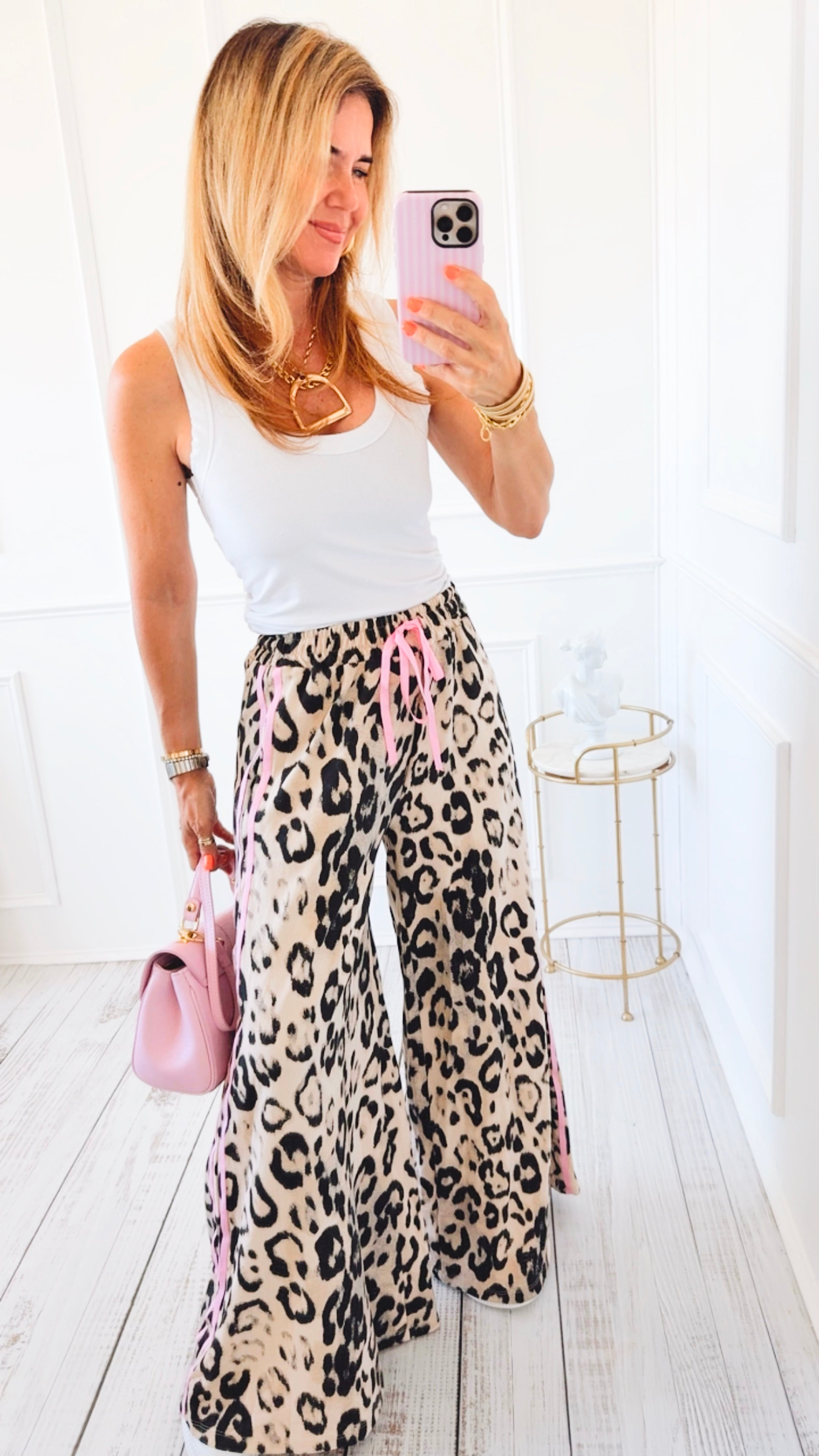 Leopard Energy Italian Pant- Pink