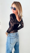 Lace Skin Tight Layering Bodysuit-220 Intimates-YELETE-Coastal Bloom Boutique, find the trendiest versions of the popular styles and looks Located in Indialantic, FL