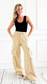 Volume Pocket Utility Pants - cream-170 Bottoms-Heyson-Coastal Bloom Boutique, find the trendiest versions of the popular styles and looks Located in Indialantic, FL