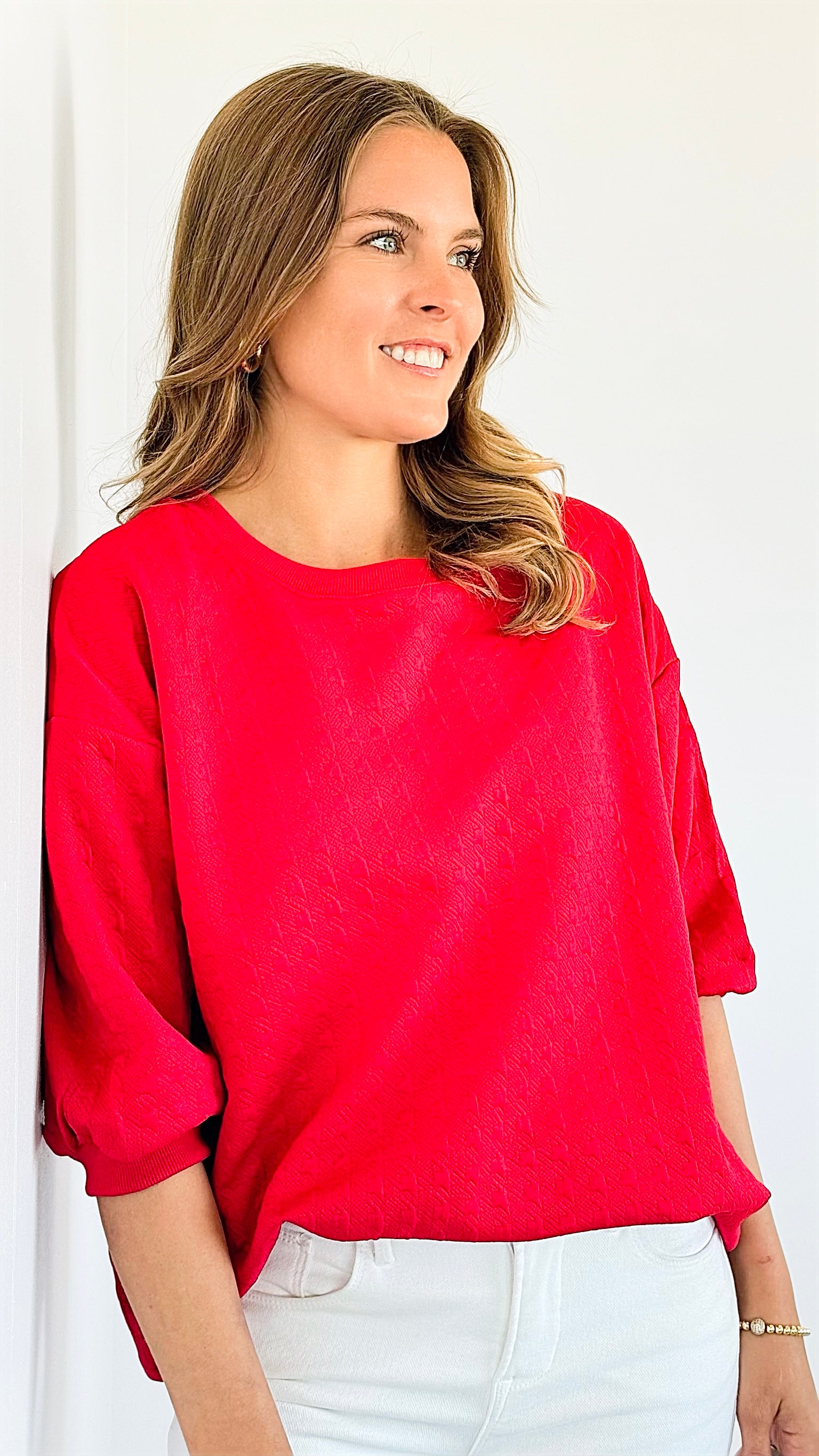 Bold Comfort Top - Red-110 Short Sleeve Tops-Timing-Coastal Bloom Boutique, find the trendiest versions of the popular styles and looks Located in Indialantic, FL