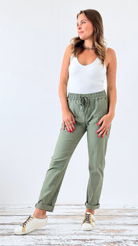 Spring Italian Jogger Pant- Army Green-180 Joggers-Italianissimo-Coastal Bloom Boutique, find the trendiest versions of the popular styles and looks Located in Indialantic, FL