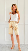 Golden Petals Belted Italian Short-170 Bottoms/Shorts-SEÑORITA C-Coastal Bloom Boutique, find the trendiest versions of the popular styles and looks Located in Indialantic, FL