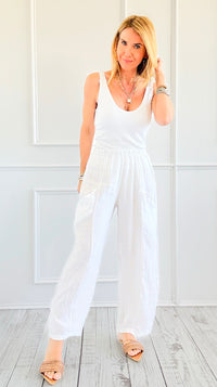 Easy Living Italian Pant - White-170 Bottoms-Tempo-Coastal Bloom Boutique, find the trendiest versions of the popular styles and looks Located in Indialantic, FL